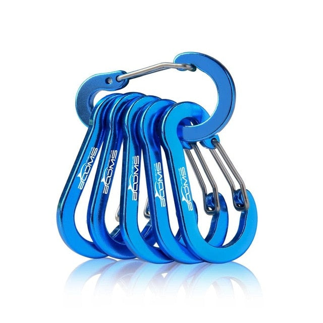 Booms Fishing CC1 6Pcs Aluminum Alloy Carabiner Keychain Outdoor Camping Climbing Buckle Hook