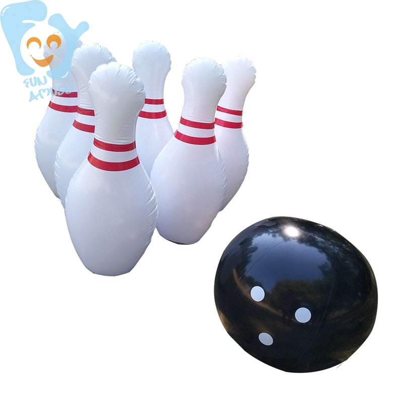 Sports Game 39inch 1m Inflatable Bowling Set Game 6pcs Inflatable Pins 1pc Black Ball