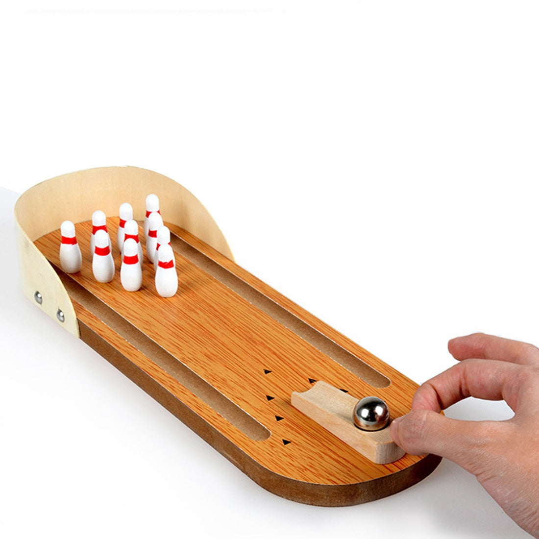 Wooden Mini Bowling Games Family Interactive Miniature Bowling Set