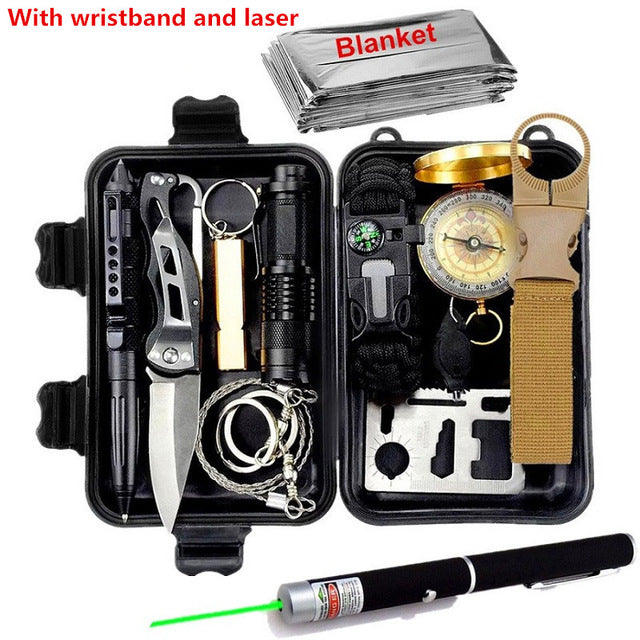 Survival kit set military outdoor travel mini camping tools aid kit emergency multifunct