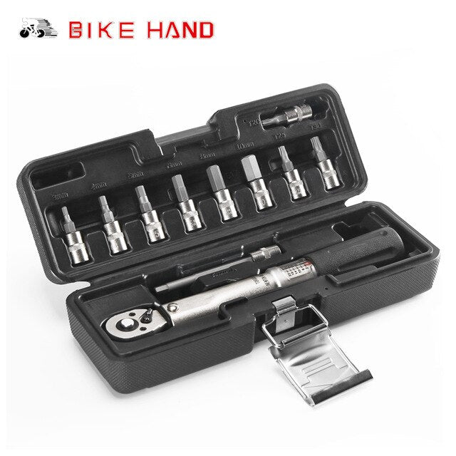 BIKEHAND Bicycle Repair/ Kit Bike Torque Wrench Allen/Socket Set Road MTB Bike Tools 1/4'' Torque Fix Set 2-24 NM