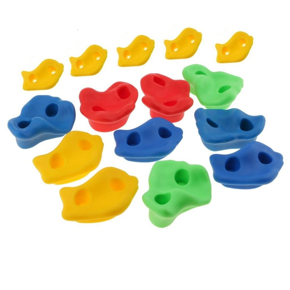 15Pcs Plastic Children Kids Rock Climbing Wood Wall Stones Hand Feet Holds Grip Kits