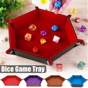 1Pc PU Leather Folding Hexagon Dice Tray Dice Plate Box Hexagon Board For RPG DnD